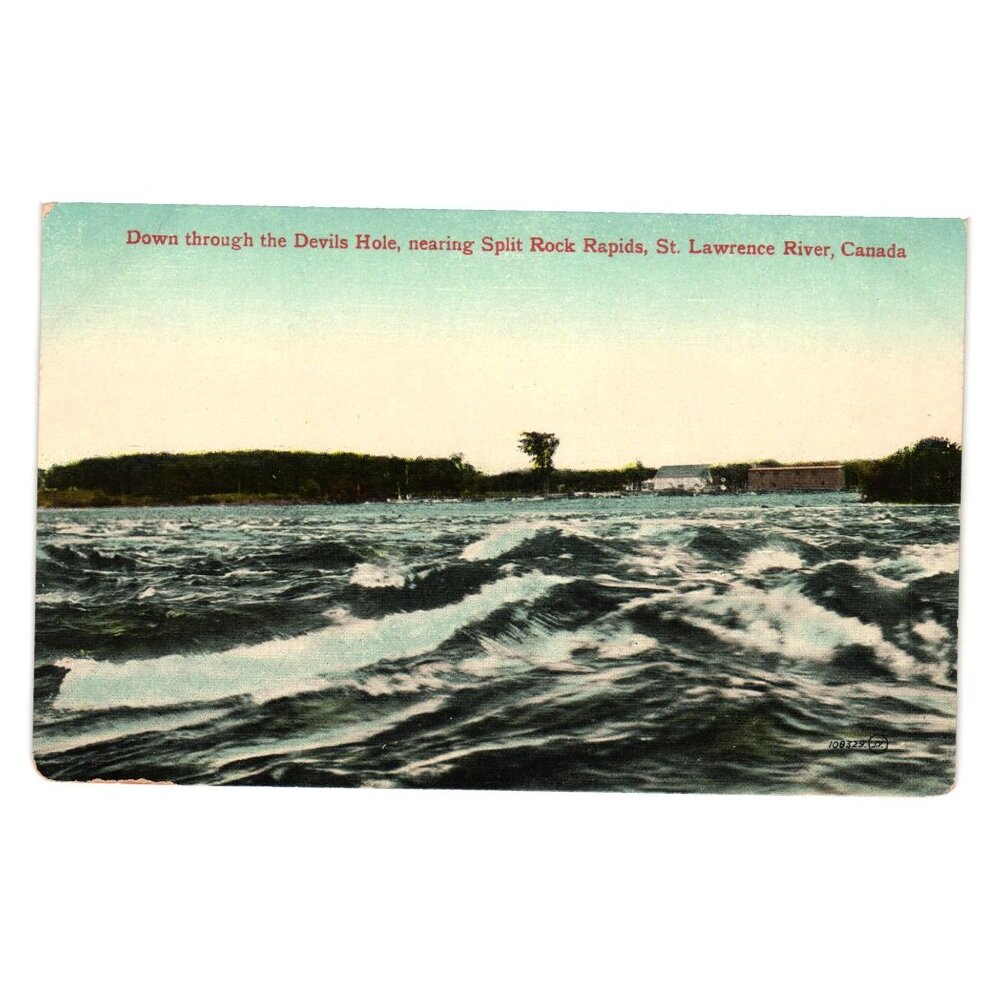 Antique Postcard St Lawrence River Split Rock Rapids Devils Hole Canada Vintage